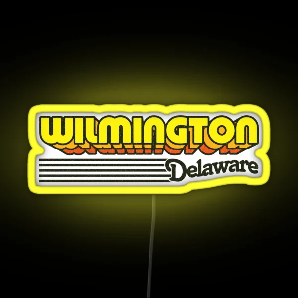Wilmington Delaware Retro Stripes RGB Neon Sign