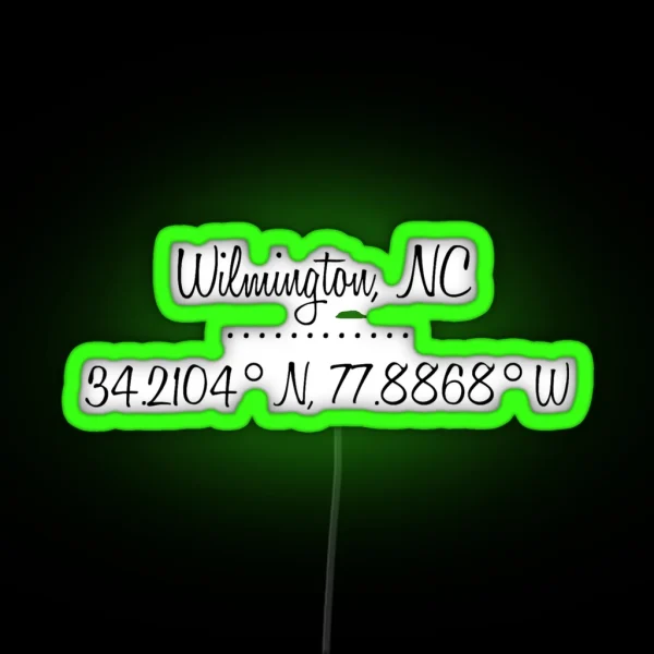 Wilmington Nc Coordinates RGB Neon Sign