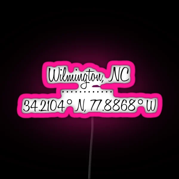 Wilmington Nc Coordinates RGB Neon Sign