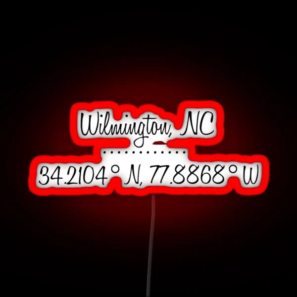 Wilmington Nc Coordinates RGB Neon Sign