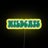 Wilmington University Wildcats logo in neon RGB colors on a yellow background