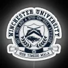 Neon sign featuring Winchester University's logo in RGB colors