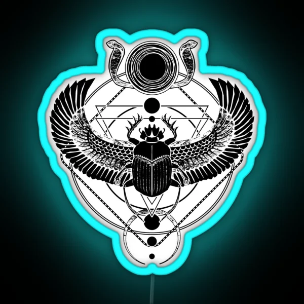 Winged Scarab And The Sun Disc RGB Neon Sign