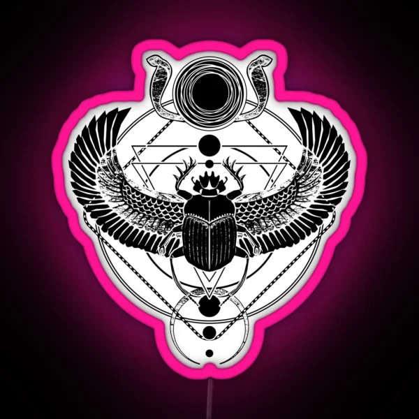 Winged Scarab And The Sun Disc RGB Neon Sign