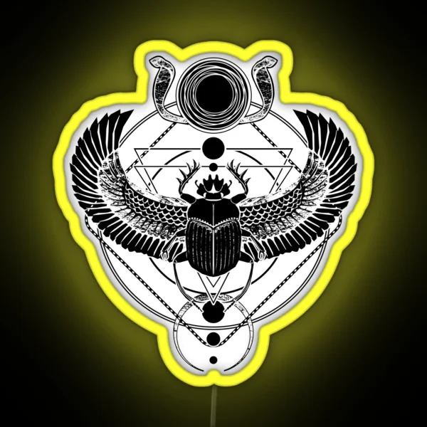 Winged Scarab And The Sun Disc RGB Neon Sign