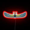 Egyptian deity Khnum represented by a winged scarab in neon RGB colors