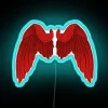 Neon sign with vibrant blue wings in a futuristic design