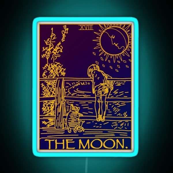 Winnie The Pooh The Moon Tarot Card Led RGB Neon Sign