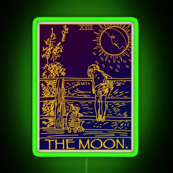 Winnie The Pooh The Moon Tarot Card Led RGB Neon Sign