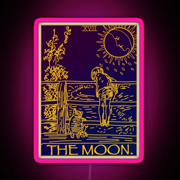 Winnie The Pooh The Moon Tarot Card Led RGB Neon Sign