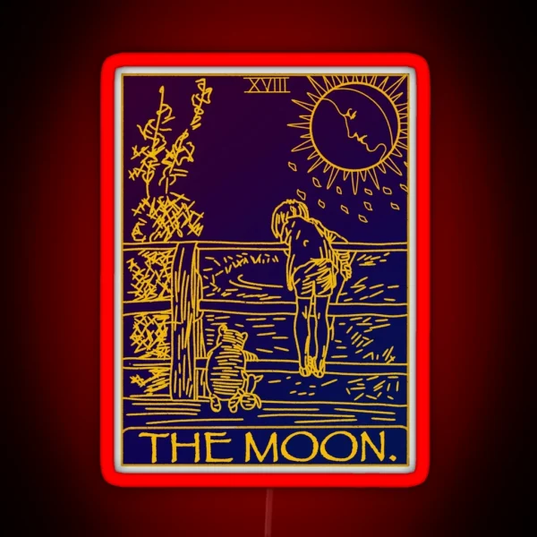Winnie The Pooh The Moon Tarot Card Led RGB Neon Sign