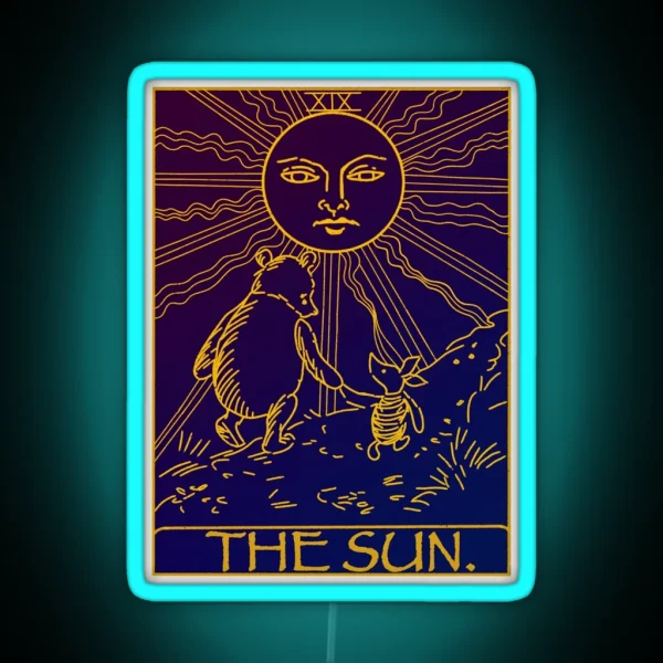 Winnie The Pooh The Sun Tarot Card Led RGB Neon Sign