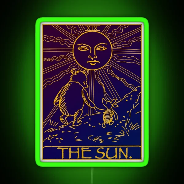 Winnie The Pooh The Sun Tarot Card Led RGB Neon Sign