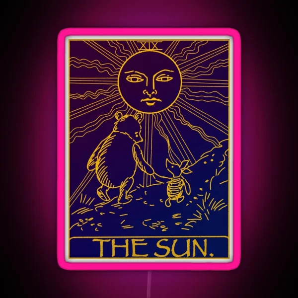 Winnie The Pooh The Sun Tarot Card Led RGB Neon Sign