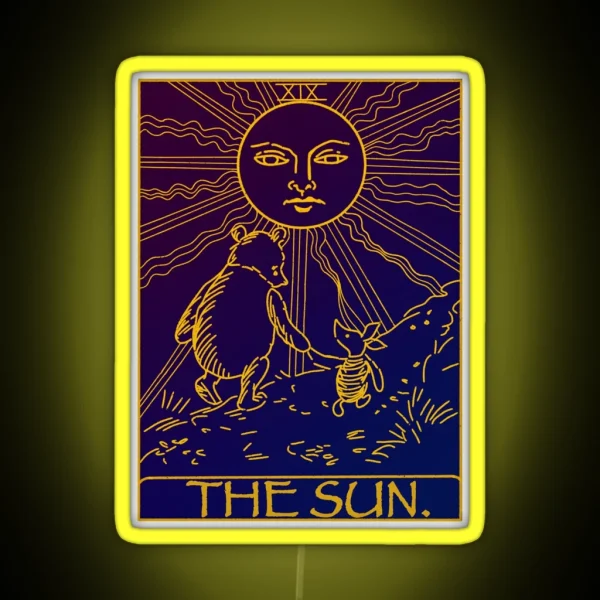 Winnie The Pooh The Sun Tarot Card Led RGB Neon Sign