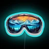 Winter sports goggles with LED RGB neon sign in blue