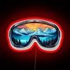 Winter sports goggles with neon LED lights.