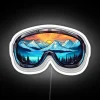 Neon LED sign with white winter goggles in an RGB color scheme.