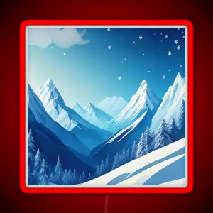 Winter Mountain Wonderland Peaceful Snowy Peaks RGB Neon Sign