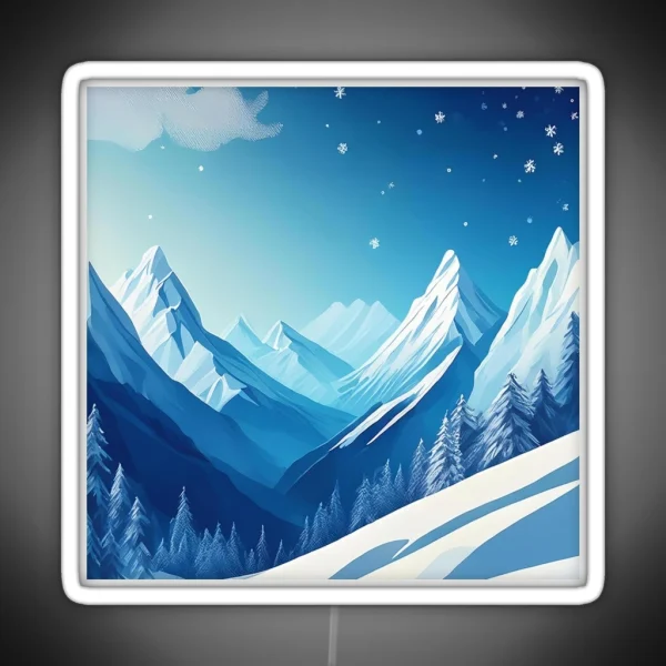 Winter Mountain Wonderland Peaceful Snowy Peaks RGB Neon Sign