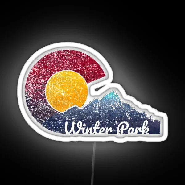 Winter Park Colorado Flag Inspired Mountain Scene RGB Neon Sign