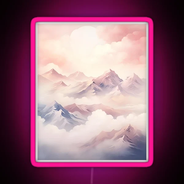 Winter Wonder A Snowy Mountains Watercolor RGB Neon Sign