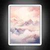 Snow-capped mountains under a vibrant, neon-lit winter sky.