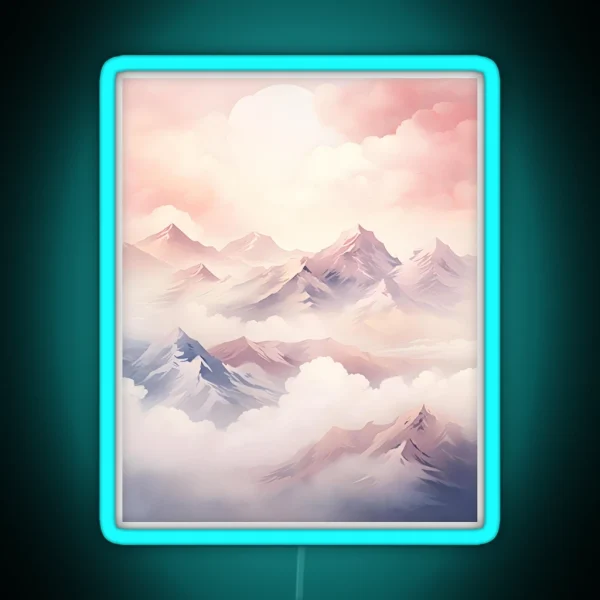 Winter Wonder A Snowy Mountains Watercolor RGB Neon Sign
