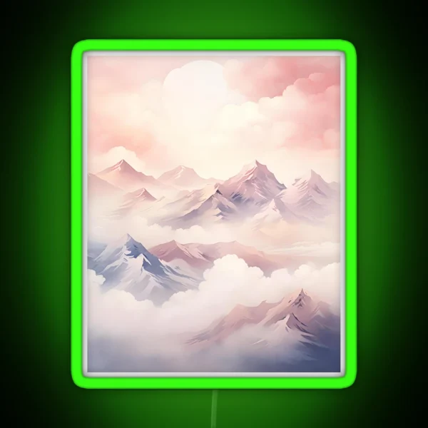 Winter Wonder A Snowy Mountains Watercolor RGB Neon Sign