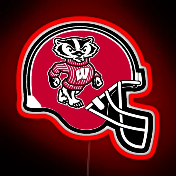 Wisconsin Badgers Football Helmet RGB Neon Sign