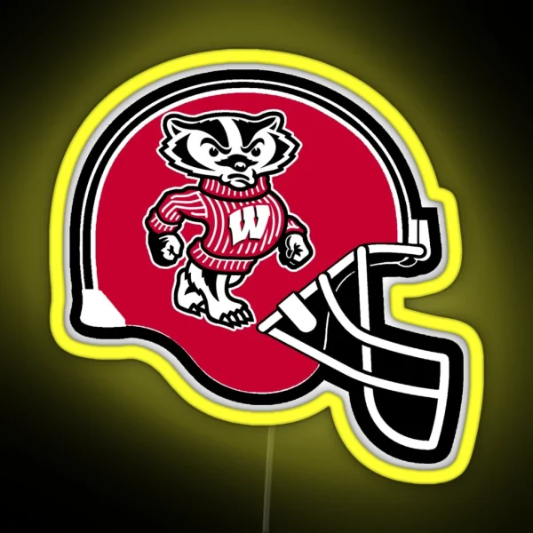 Wisconsin Badgers Football Helmet RGB Neon Sign