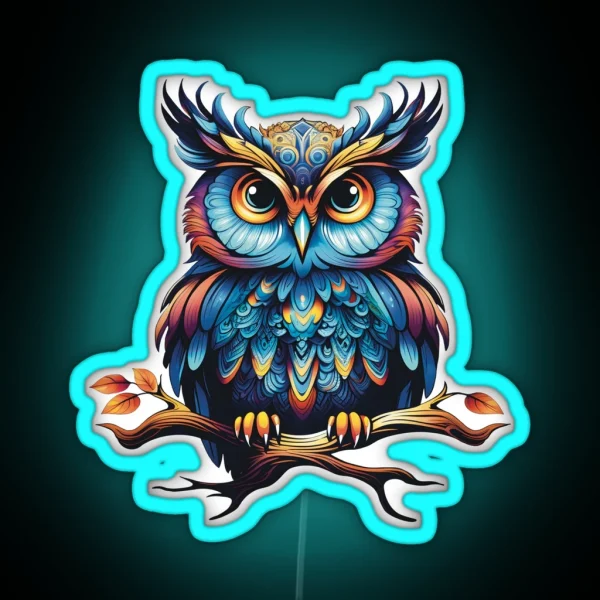 Wise Mystical Psychedelic Owl RGB Neon Sign