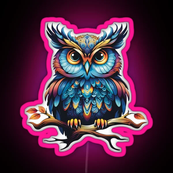 Wise Mystical Psychedelic Owl RGB Neon Sign