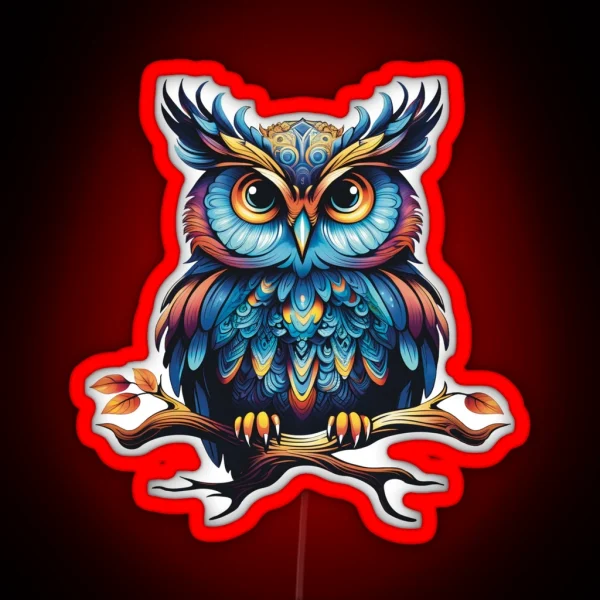 Wise Mystical Psychedelic Owl RGB Neon Sign