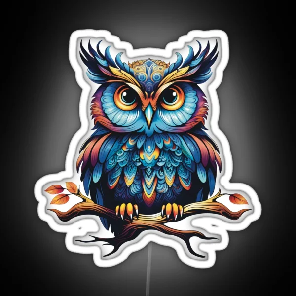 Wise Mystical Psychedelic Owl RGB Neon Sign