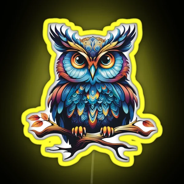 Wise Mystical Psychedelic Owl RGB Neon Sign