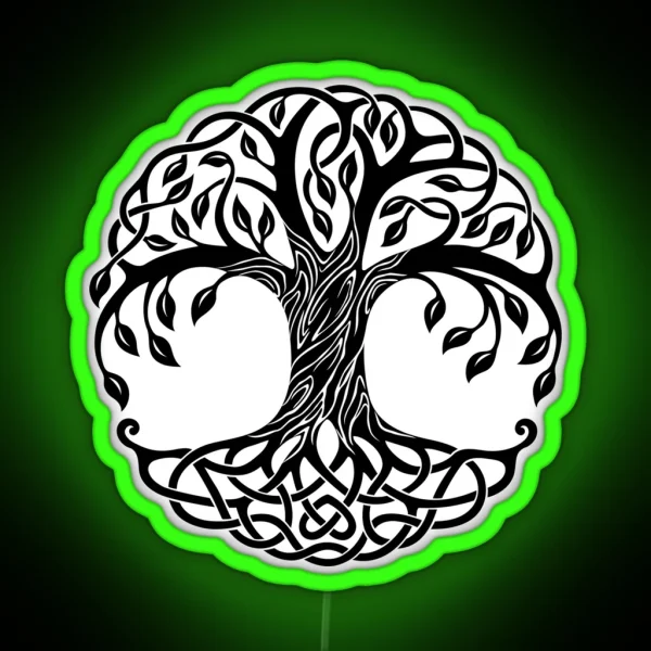 Wise Mystical Tree Fantasy Artwork RGB Neon Sign