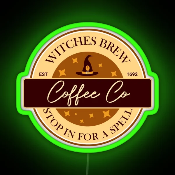 Witches Brew Coffee Co Funny Witch Coffee RGB Neon Sign
