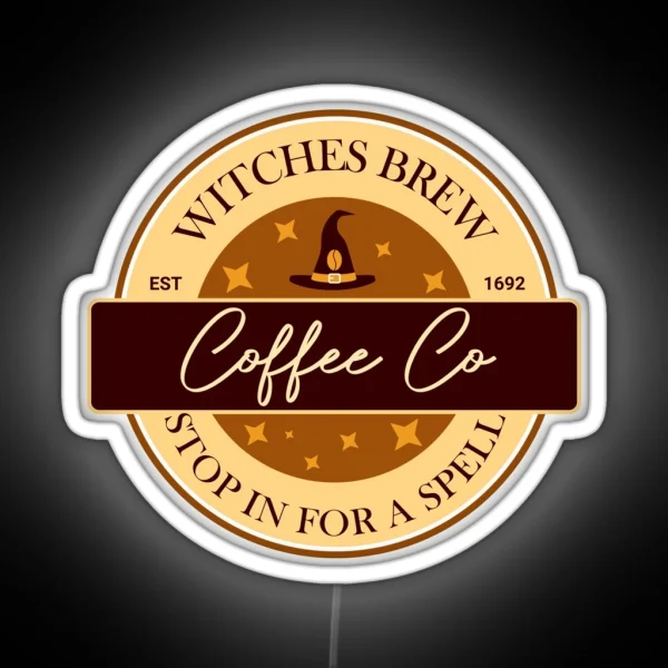 Witches Brew Coffee Co Funny Witch Coffee RGB Neon Sign
