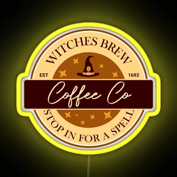 Witches Brew Coffee Co Funny Witch Coffee RGB Neon Sign