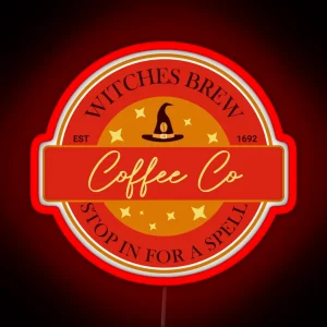 Witches Brew Coffee Co Funny Witch Coffee RGB Neon Sign