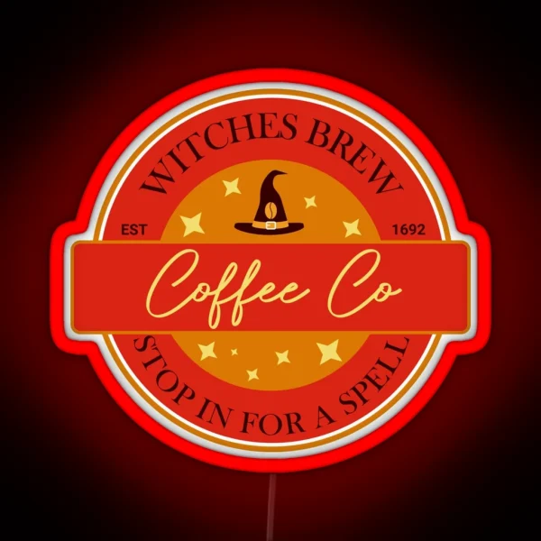 Witches Brew Coffee Co Funny Witch Coffee RGB Neon Sign