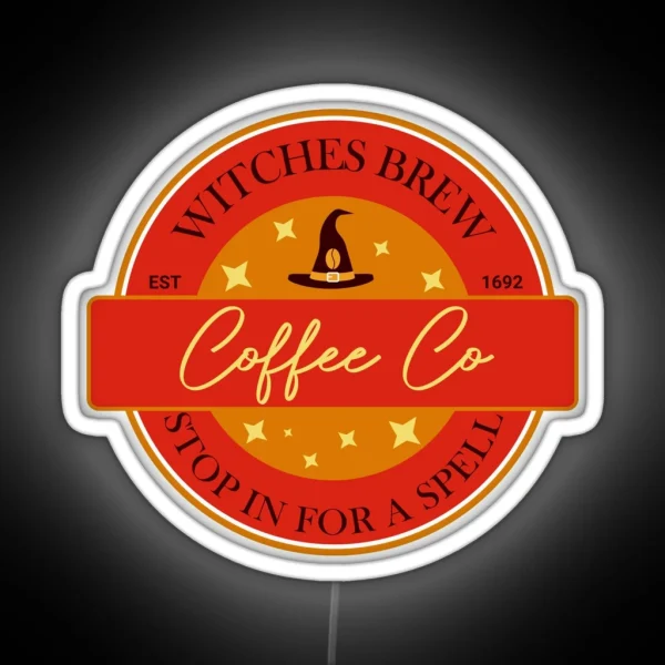 Witches Brew Coffee Co Funny Witch Coffee RGB Neon Sign