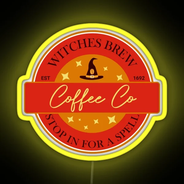 Witches Brew Coffee Co Funny Witch Coffee RGB Neon Sign