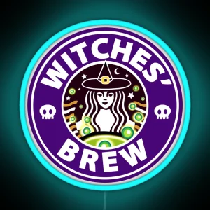 Witches Brew Halloween October Coffee Skull RGB Neon Sign