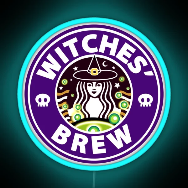 Witches Brew Halloween October Coffee Skull RGB Neon Sign