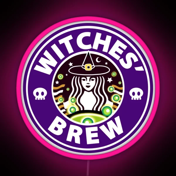 Witches Brew Halloween October Coffee Skull RGB Neon Sign