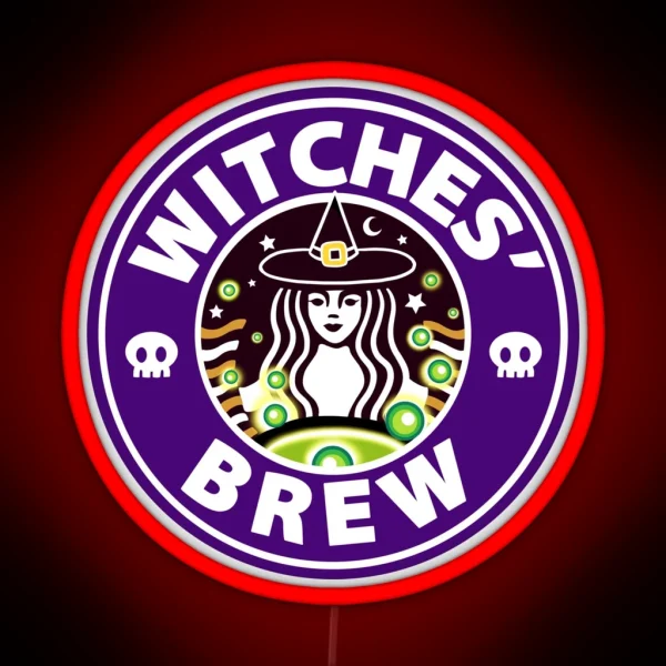 Witches Brew Halloween October Coffee Skull RGB Neon Sign