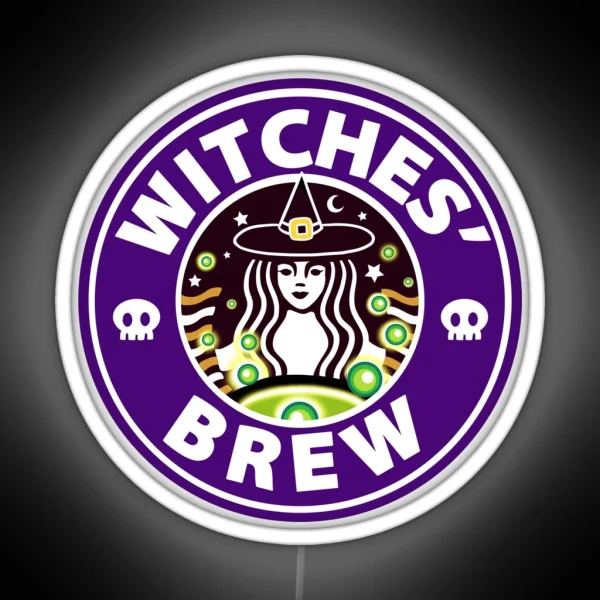 Witches Brew Halloween October Coffee Skull RGB Neon Sign