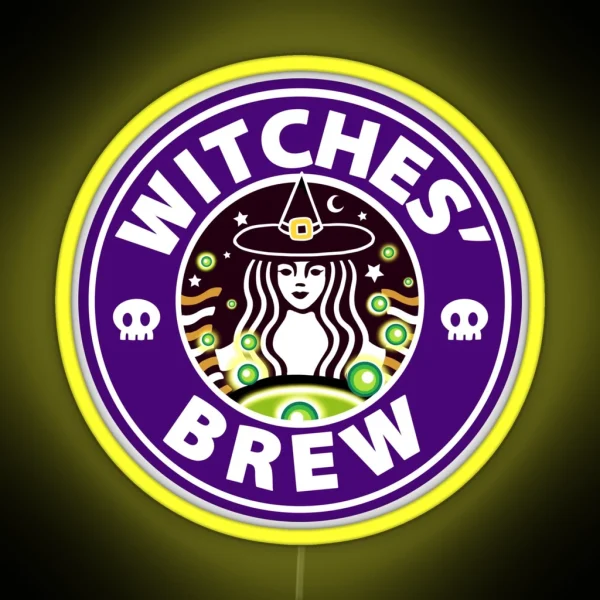 Witches Brew Halloween October Coffee Skull RGB Neon Sign